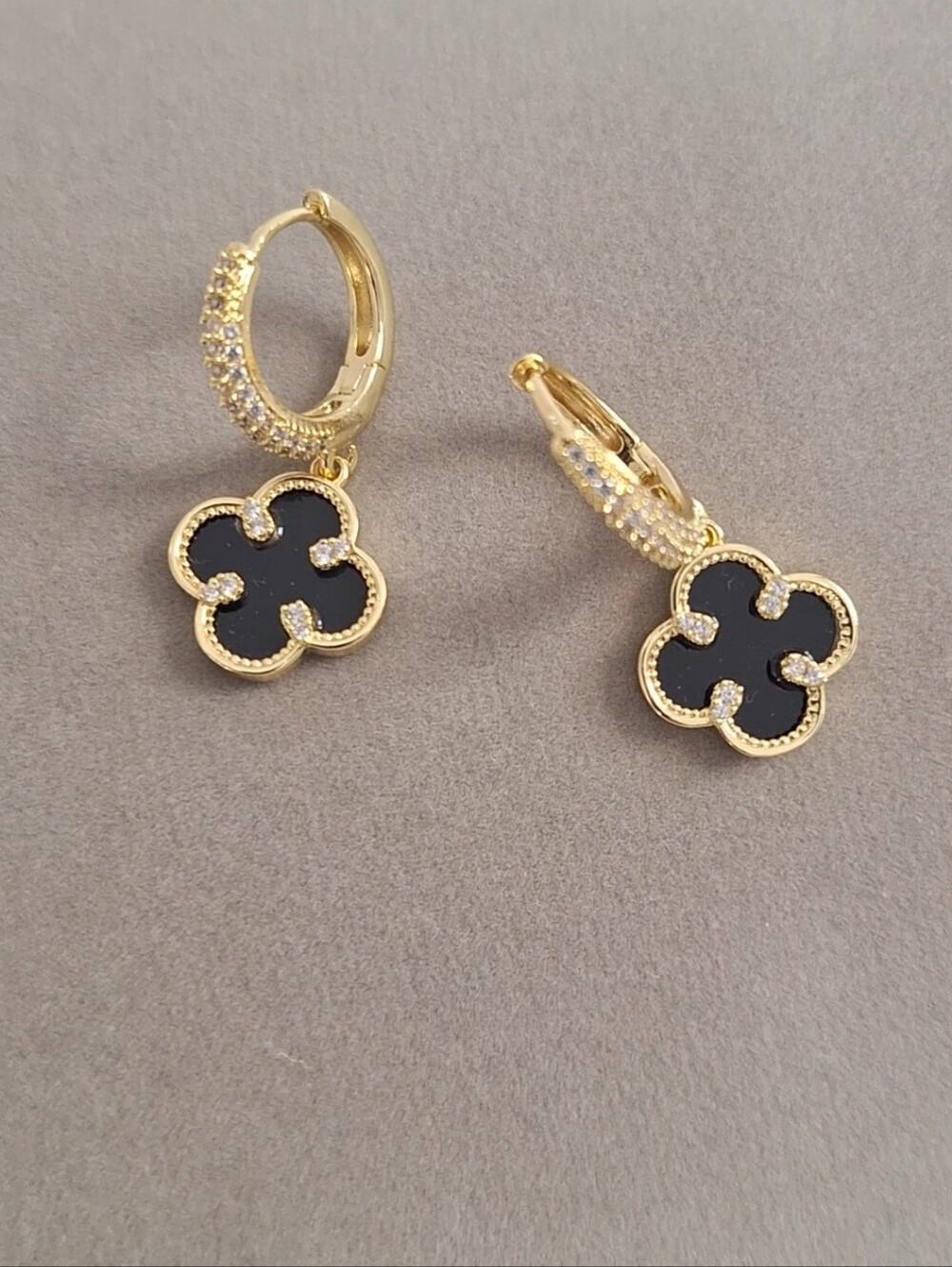 Black Onyx Dangle Clover earrings